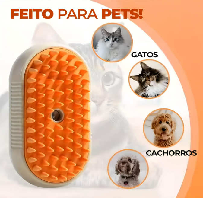 Escova a Vapor Remoção de Pelo de Animais Massagem para Gatos e Cães Pequenos a Médios